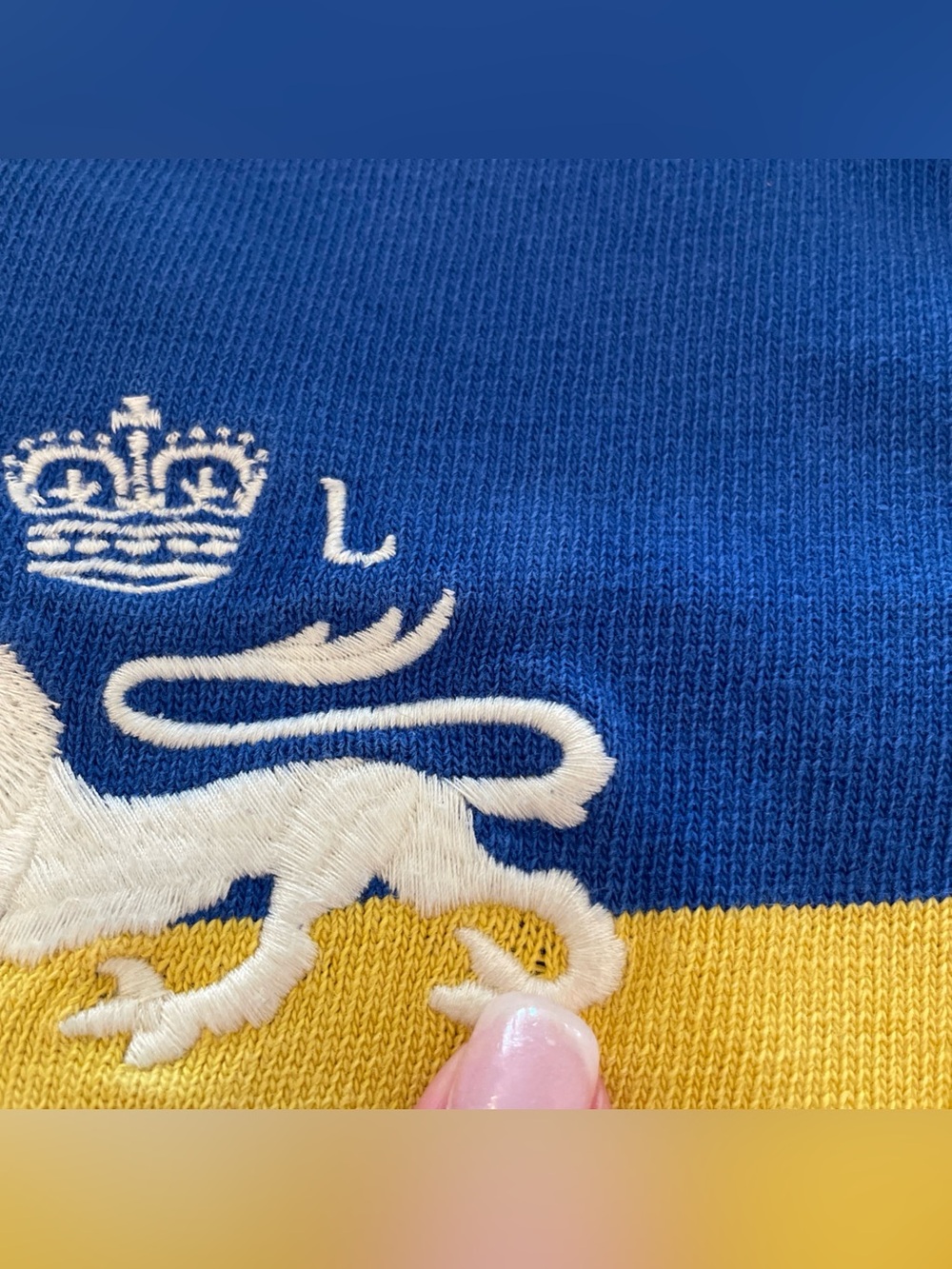 VTG Polo Ralph Lauren Mens Polo Shirt SZ Large Rugby "3" Blue Yellow Lion Crest - Picture 8 of 16